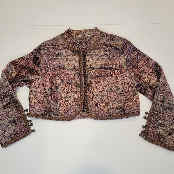 Soft Surroundings Icon Velvet Bolero  Crop Shrug Urbina Umber Size PM - Picture 6 of 16